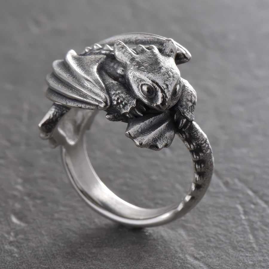 Sterling Silver Baby Dragon Ring: Gothic Fantasy Jewelry (etsy image id: 7147435065)