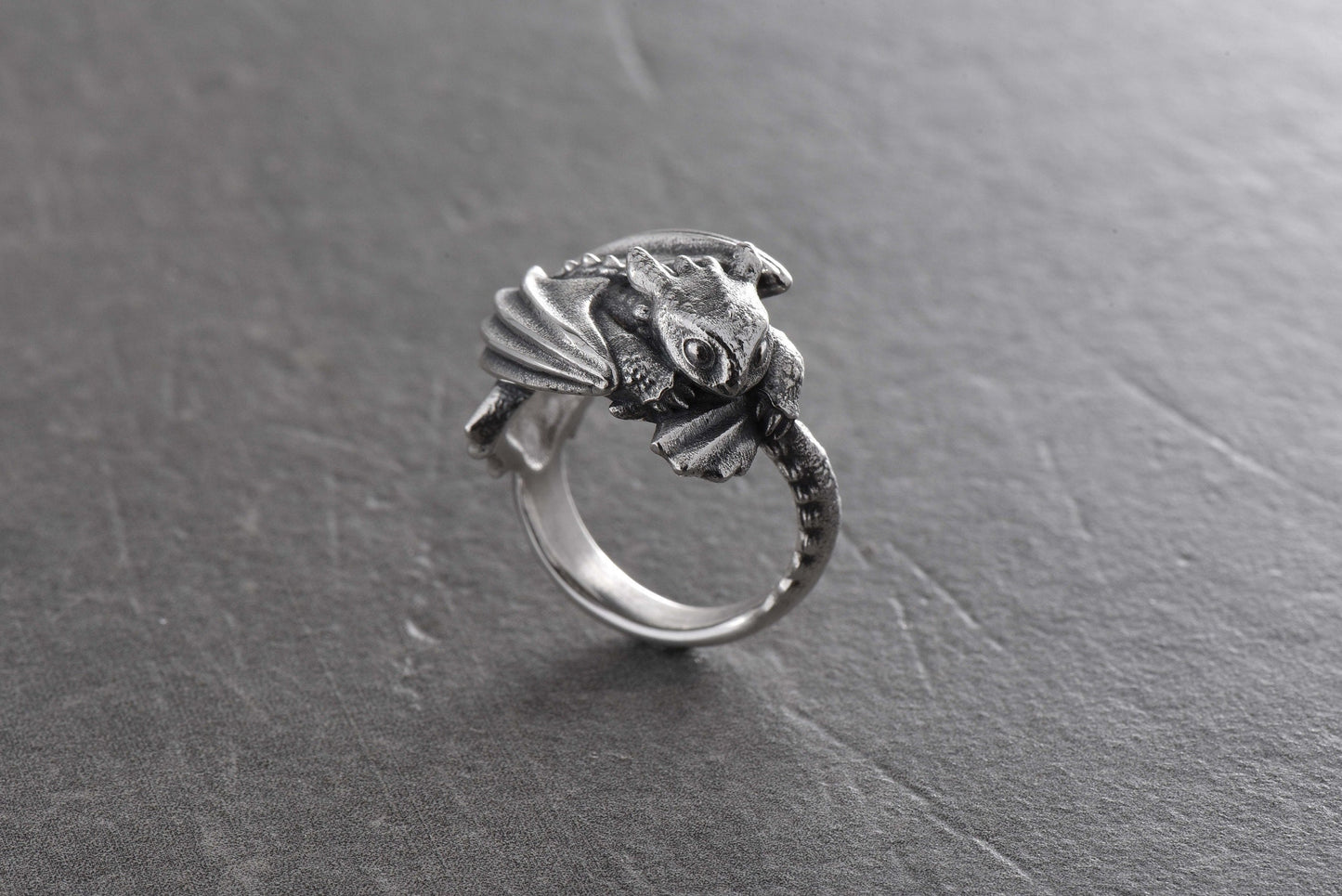 Sterling Silver Baby Dragon Ring: Gothic Fantasy Jewelry (etsy image id: 7147437583)