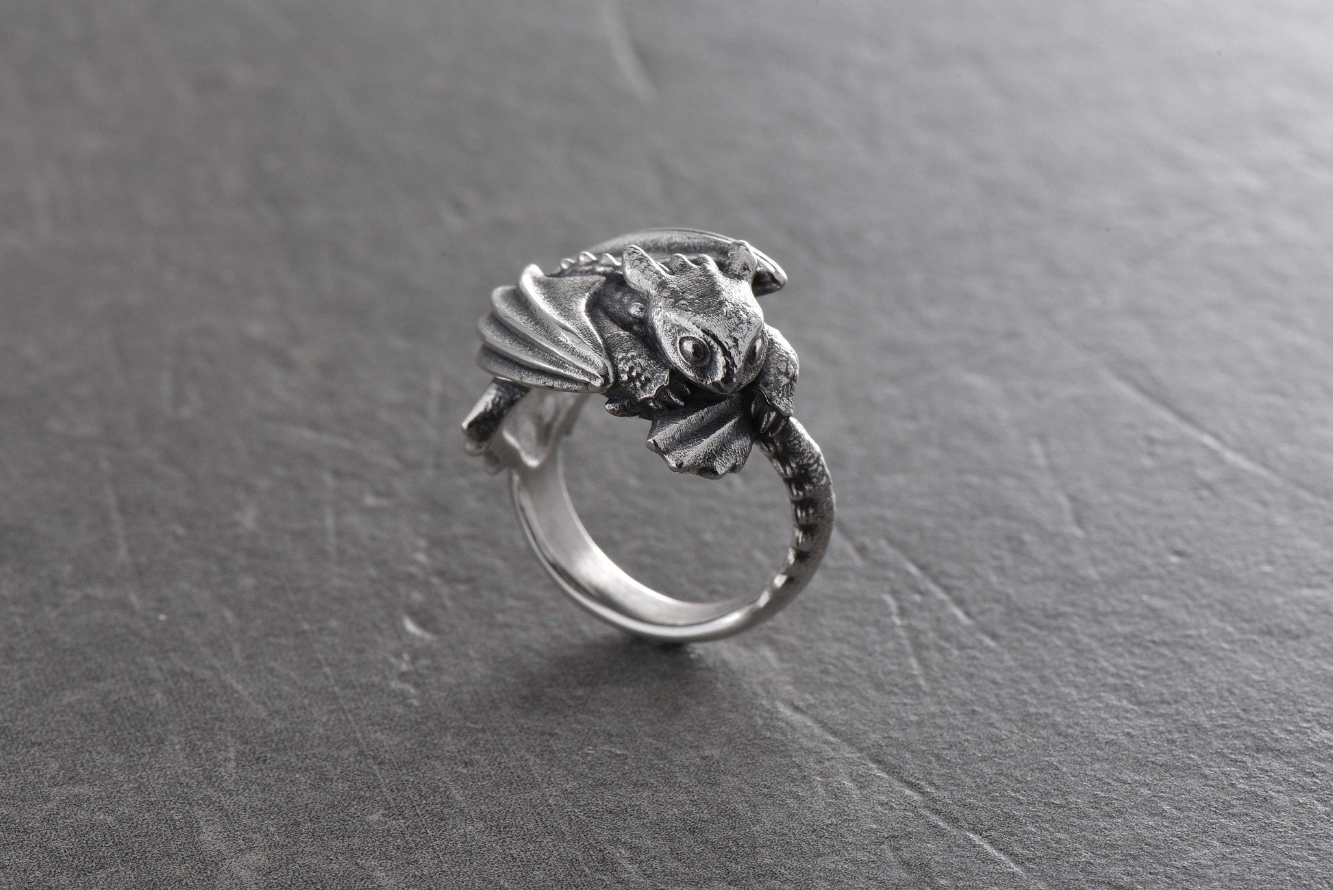 Sterling Silver Baby Dragon Ring: Gothic Fantasy Jewelry (etsy image id: 7147437583)