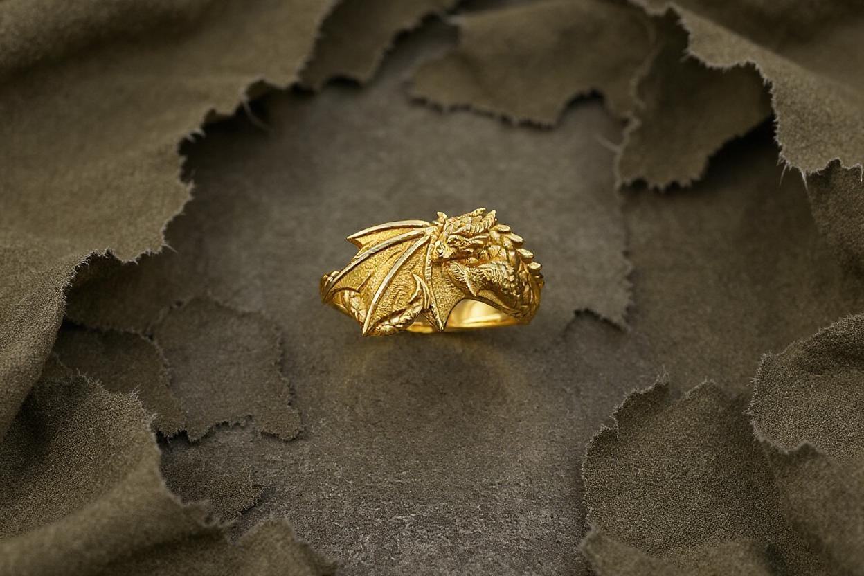 Sterling Silver Dragon Ring: Handmade Fantasy Jewelry (etsy image id: 7147479265)