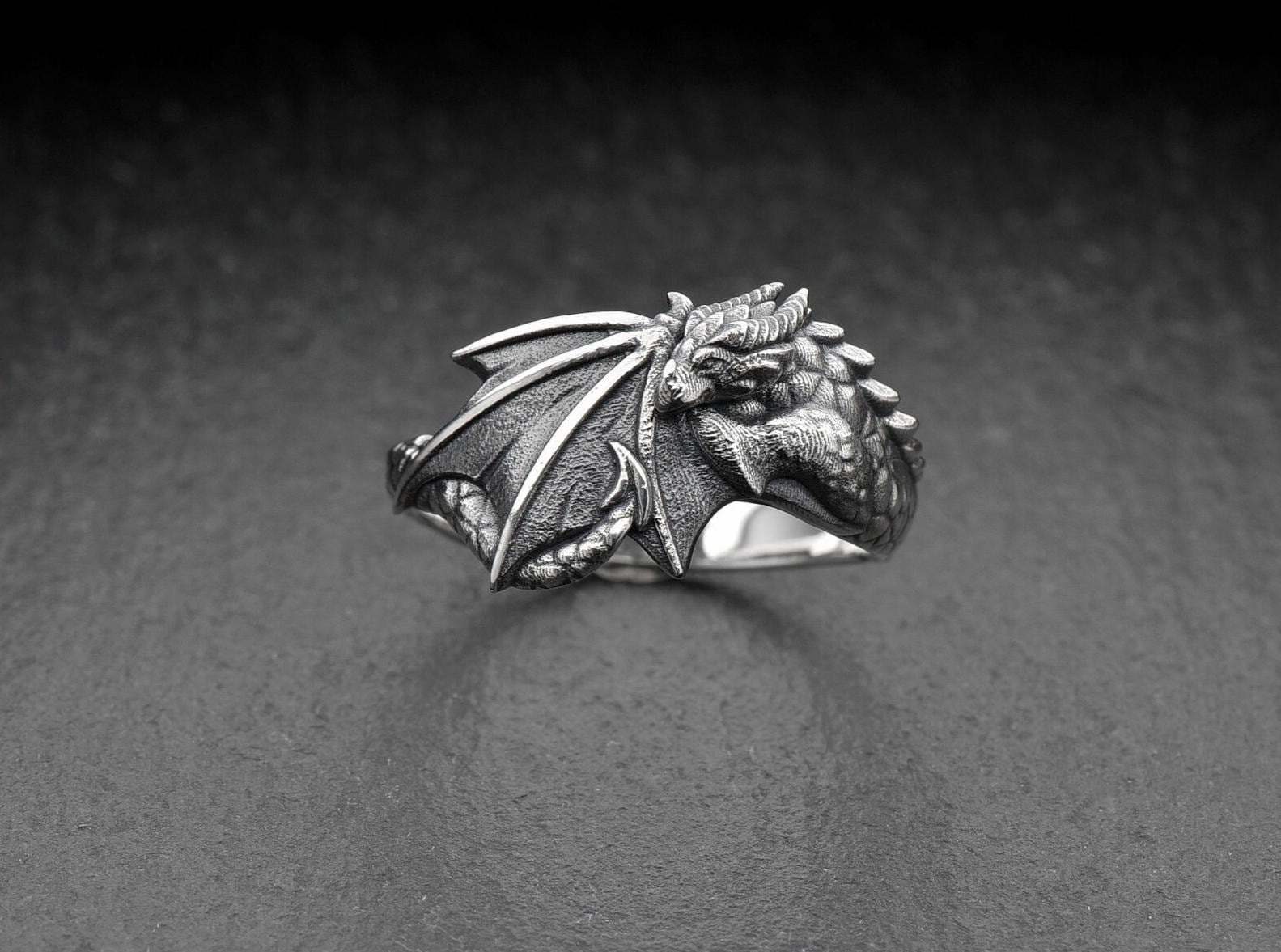 bague dragon	drachen ring	targaryan ring	celtic dragon ring	ring dragon	dragon art	house of the dragon (etsy image id: 7147481525)
