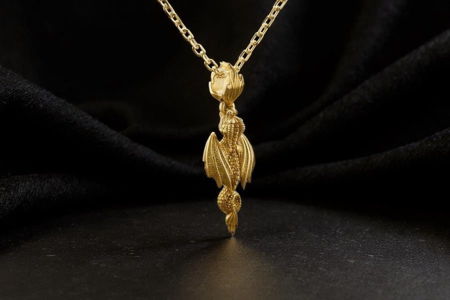 Dragon	Flying dragon	dragon jewelry	sterling silver	silver	pendant	dungeons and dragons (etsy image id: 7689578316)