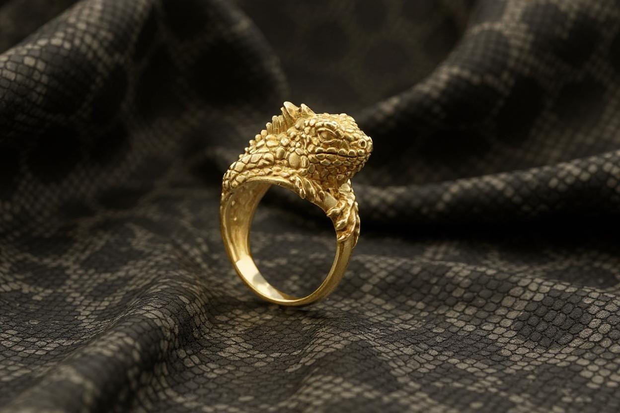 Handmade Sterling Silver Iguana Ring: Animal Lover Jewelry __etsy:7154007993
