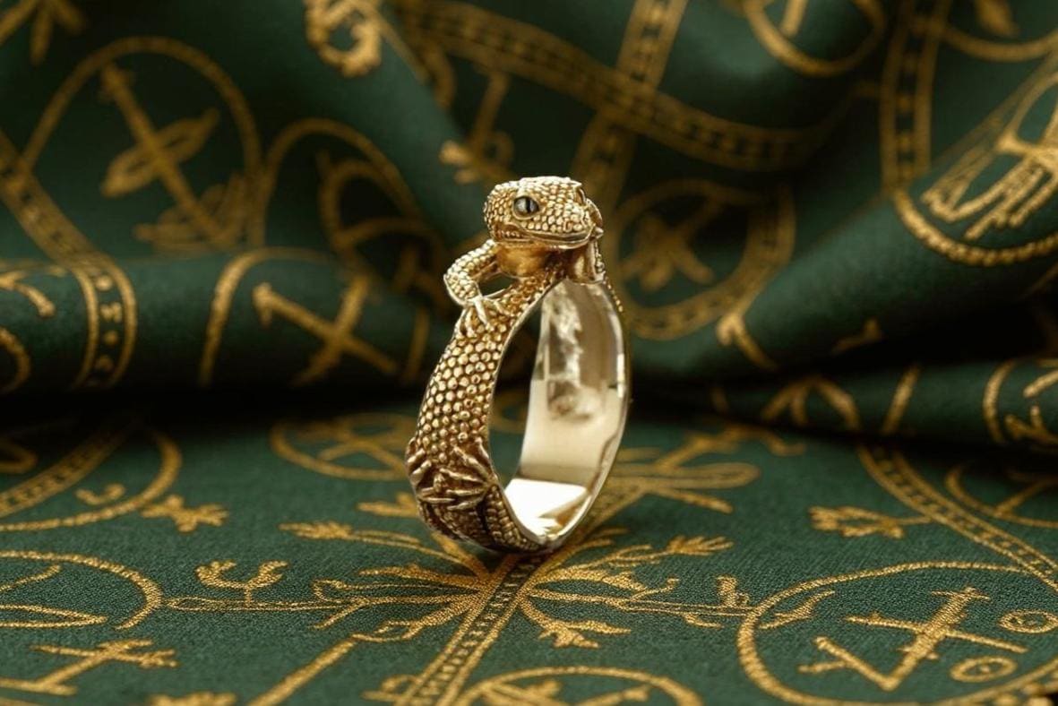 Sterling Silver Gecko Ring: Handmade Lizard Animal Jewelry