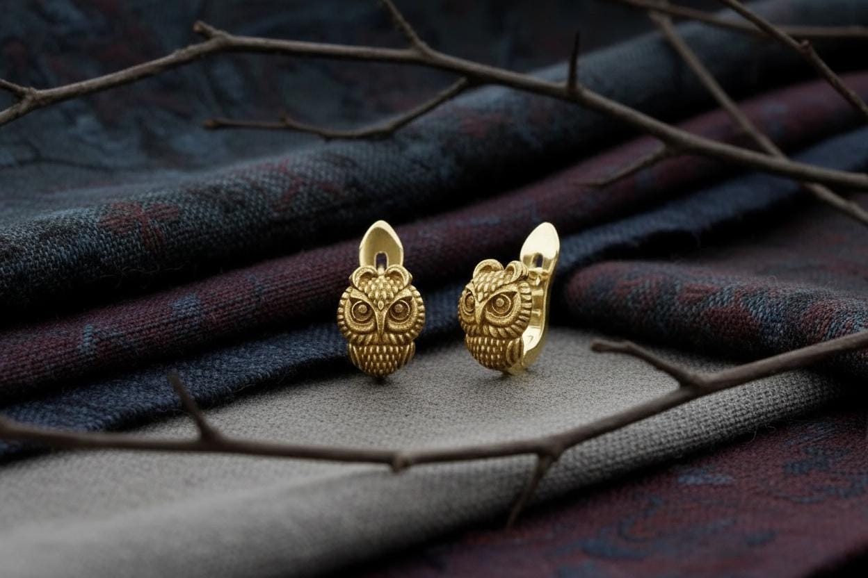 Sterling Silver Owl Earrings: Handmade Bird Jewelry Gift (etsy image id: 7176292492)
