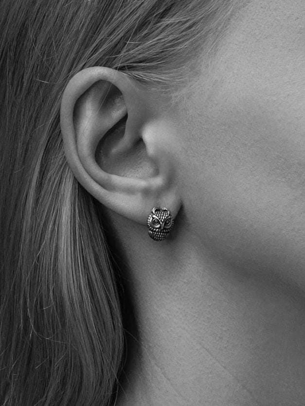 Sterling Silver Owl Earrings: Handmade Bird Jewelry Gift (etsy image id: 7176347258)