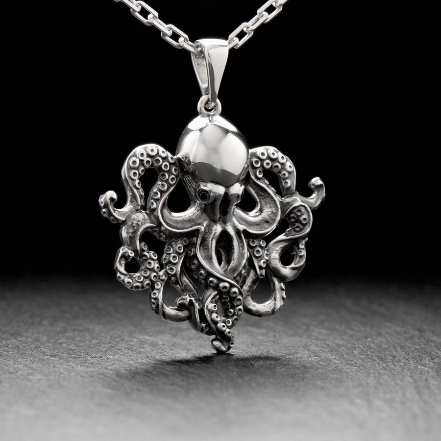 sea jewelry	ocean jewelry	pendentif pieuvre	poulpe d'argent	pendant	squid necklace	sea lover gift (etsy image id: 7178767224)