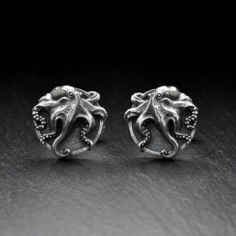 Sterling Silver Octopus Cufflinks: Sea Creature Jewelry Gift (etsy image id: 7181055826)