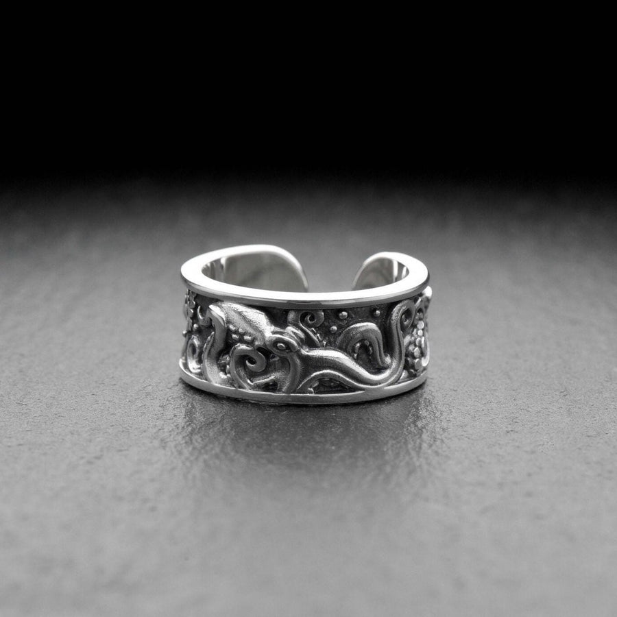 Octopus ring	tentacle ring	octopus jewelry	octopus embroidery	ocean lover gift	Ring Octopuses	Octopuses	Octopus	tentacle	silver ring	silver octopus ring	silver	sterling silver (etsy image id: 7181072624)