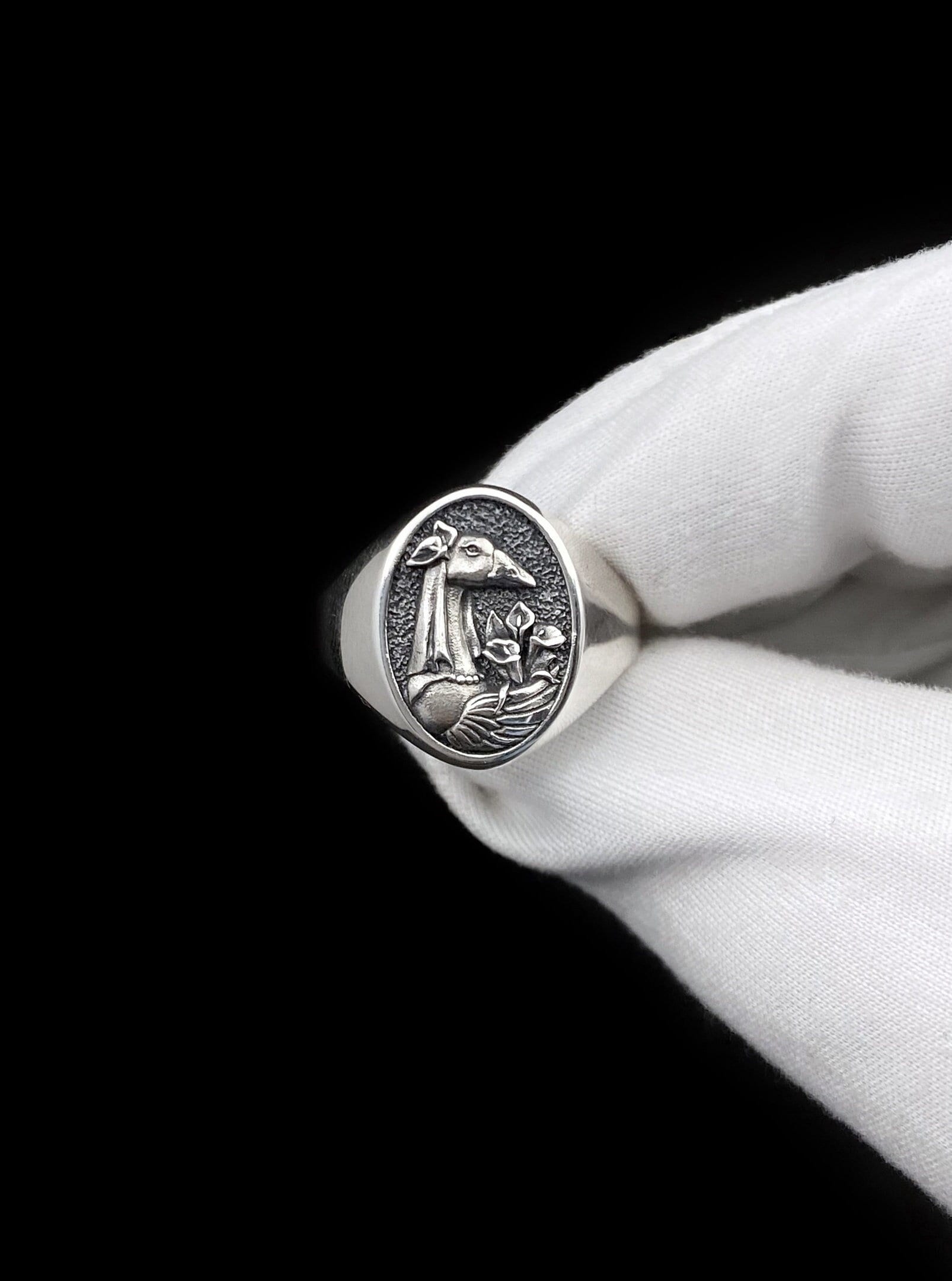 Sterling Silver Goose Signet Ring: Handmade Bird Jewelry (etsy image id: 7187809356)