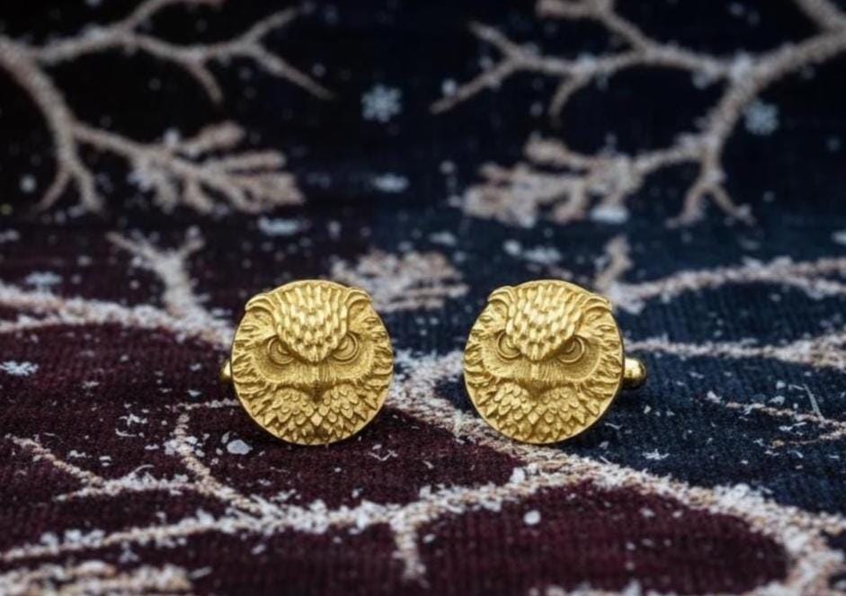 Oxidized Sterling Silver Owl Cufflinks: Animal Jewelry Gift (etsy image id: 7187971110)