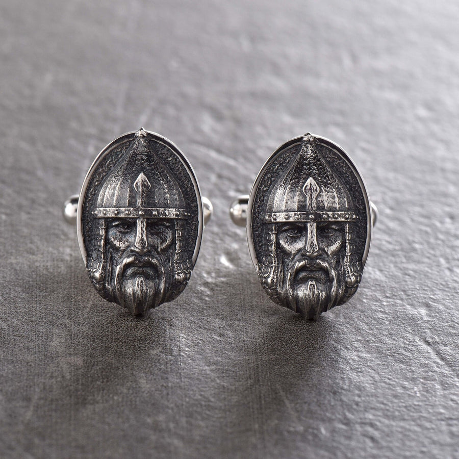 Sterling Silver Warrior Cufflinks: Handmade Medieval Knight Jewelry (etsy image id: 7197912748)