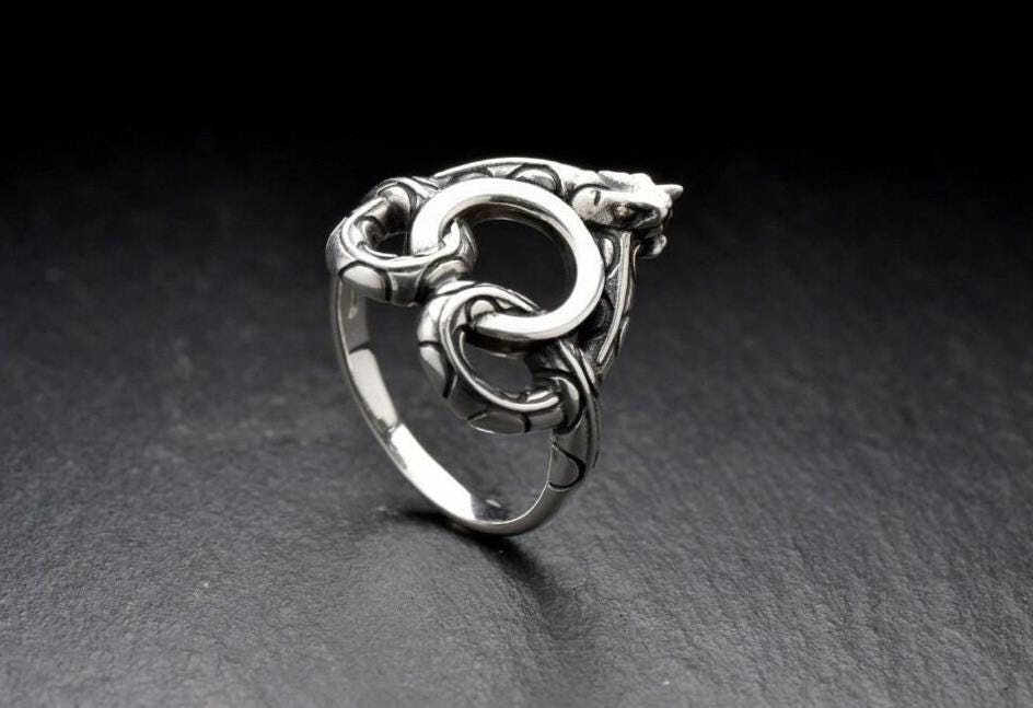 scandinavian snake	nordic jewelry	nordic ring	house of the dragon	snake	bague snake	snake lover gift (etsy image id: 7203817452)