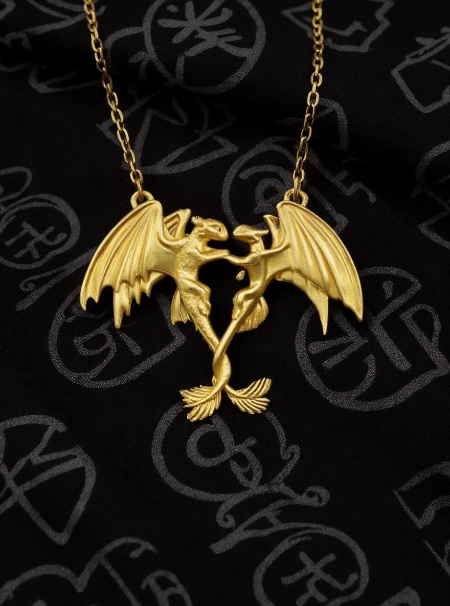 Sterling Silver Dragons Pendant: Handmade Fantasy Necklace (etsy image id: 7207188489)