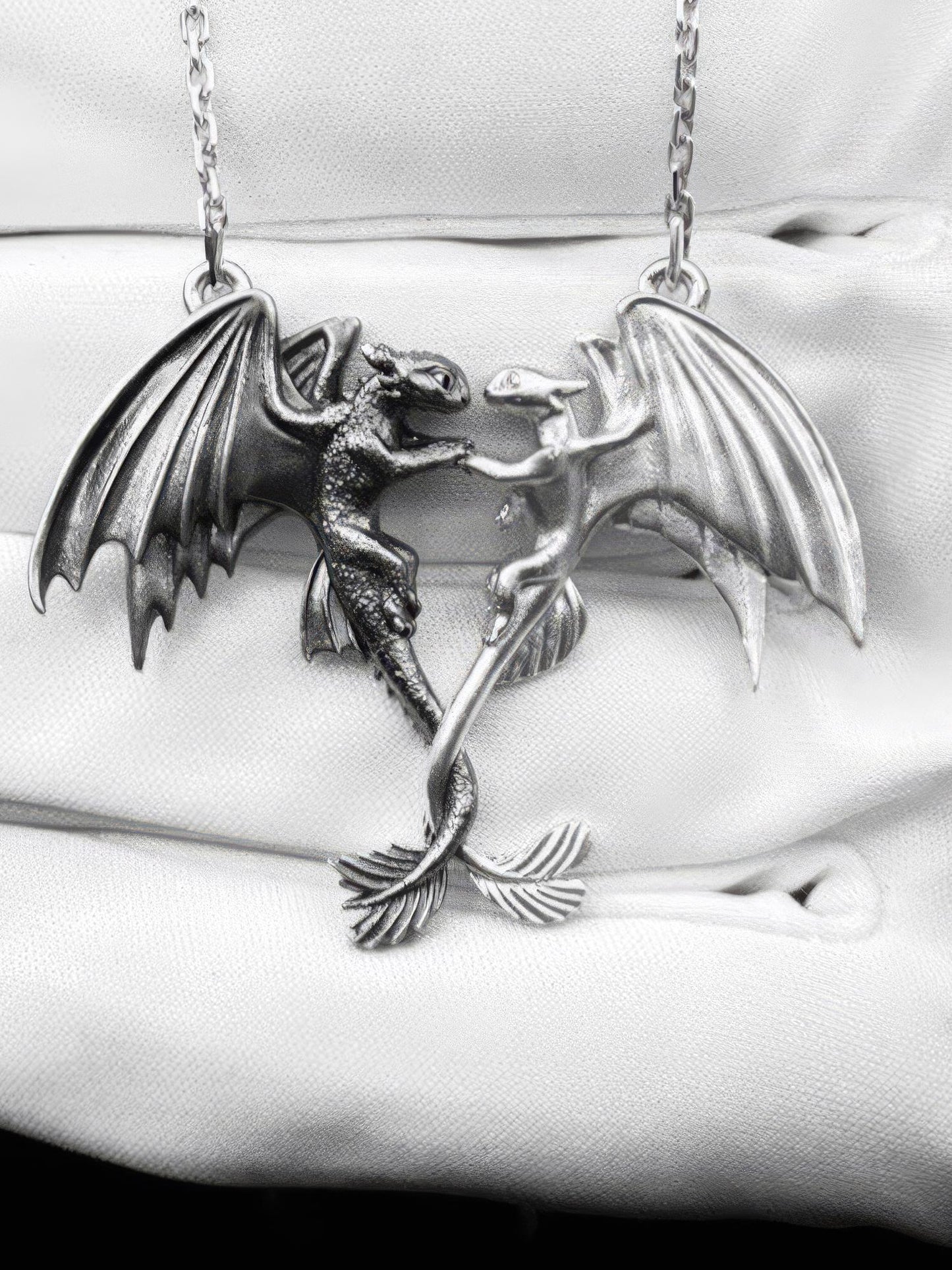 Sterling Silver Dragons Pendant: Handmade Fantasy Necklace (etsy image id: 7207188603)