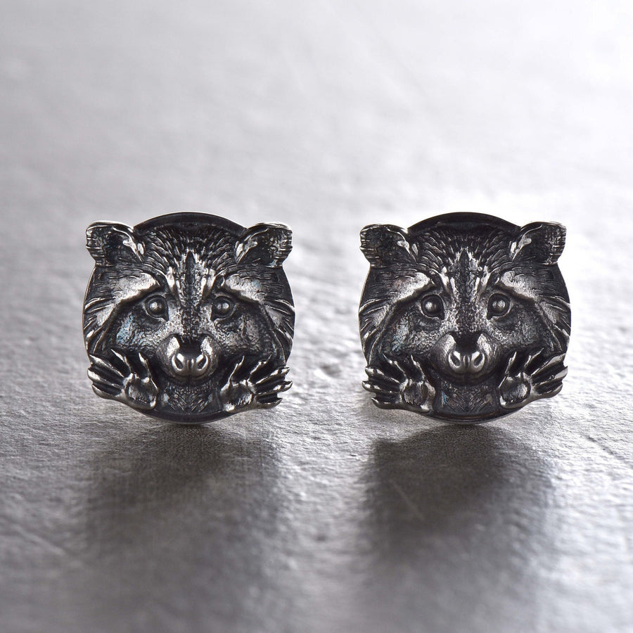 Sterling Silver Raccoon Cufflinks, Handmade Animal Jewelry (etsy image id: 7209221020)