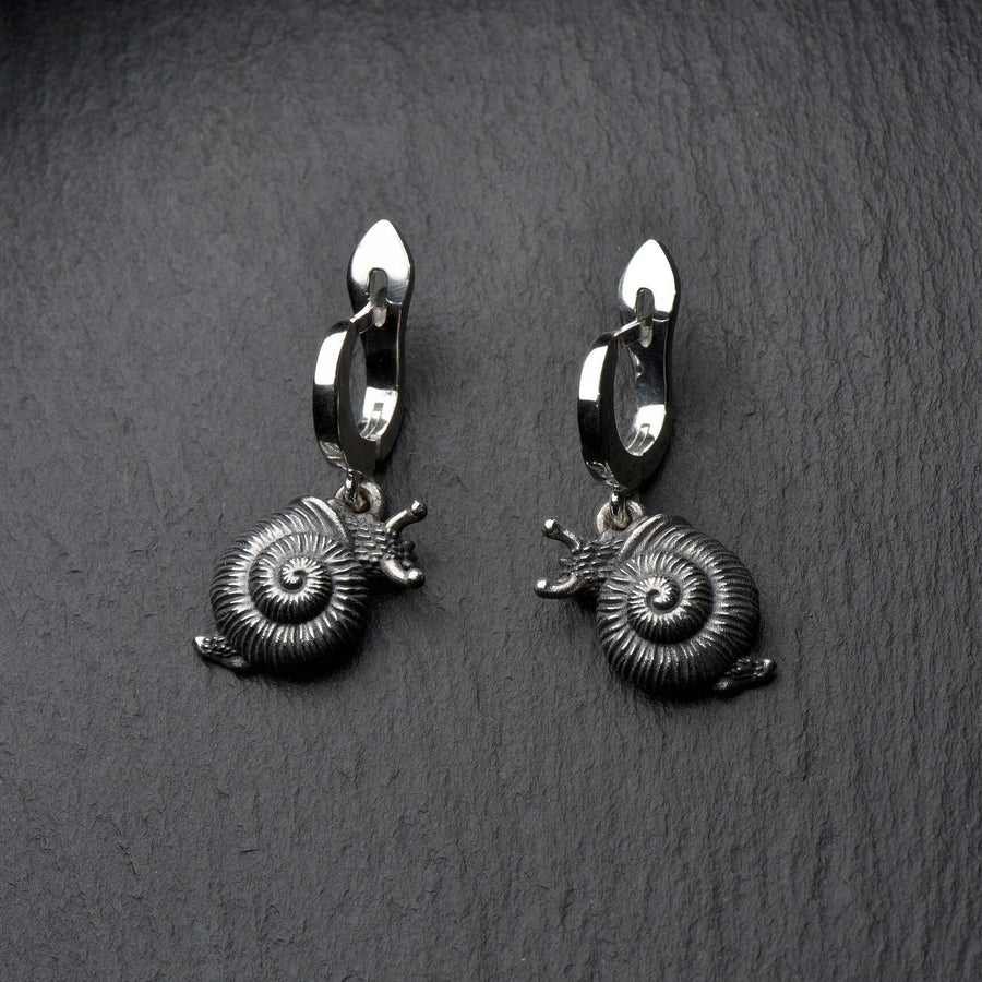 silver earrings	earrings	jewelry	gift	Sterling silver	animal earrings	animal jewelry	Snail Earrings	Snail (etsy image id: 7220137070)