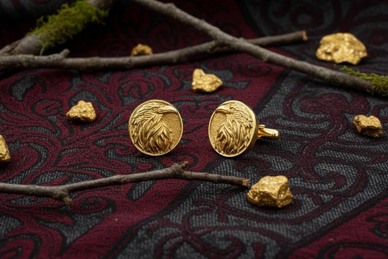 Sterling Silver Raven Cufflinks: Bird Lover Jewelry (etsy image id: 7234660863)