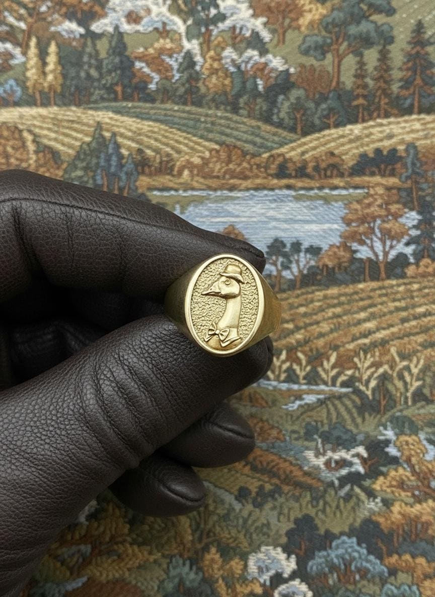 Sterling Silver Goose Signet Ring: Handmade Bird Jewelry (etsy image id: 7235539779)