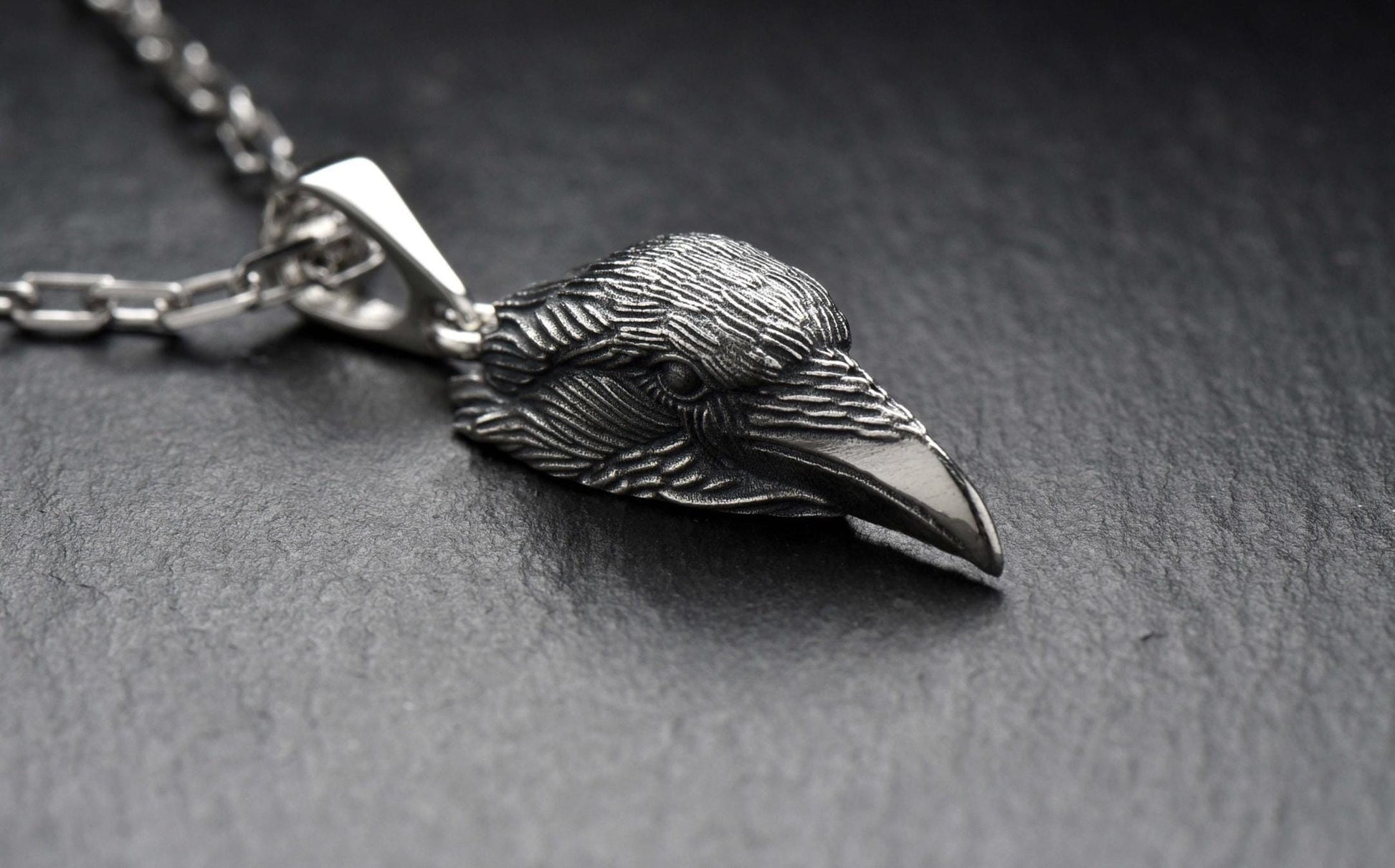 Raven is a symbol of wisdom and intelligence, as well as the personification of spirituality and mysticism. The head of a raven on a pendant can serve as a reminder of the importance of searching for truth, learning and developing consciousness. (etsy image id: 7235826901)