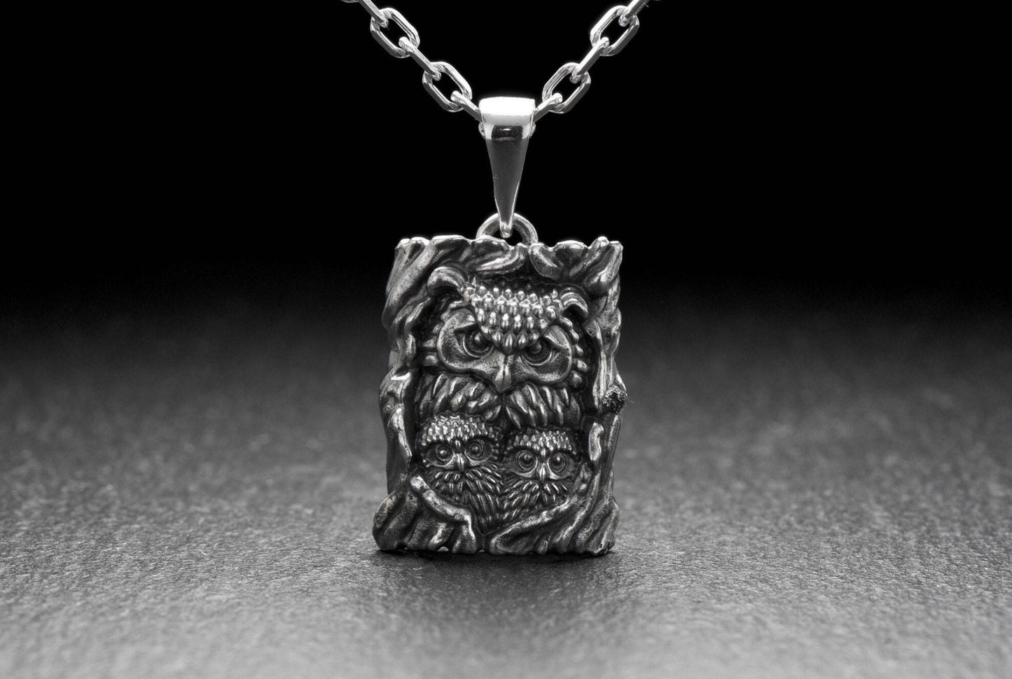 Sterling Silver Pendant Owl with Owlets, Bird jewelry, Owl with Owlets Necklace, Bird Lovers Pendant, Owl Lovers Gift, Handmade Jewelry (etsy image id: 7235929255)