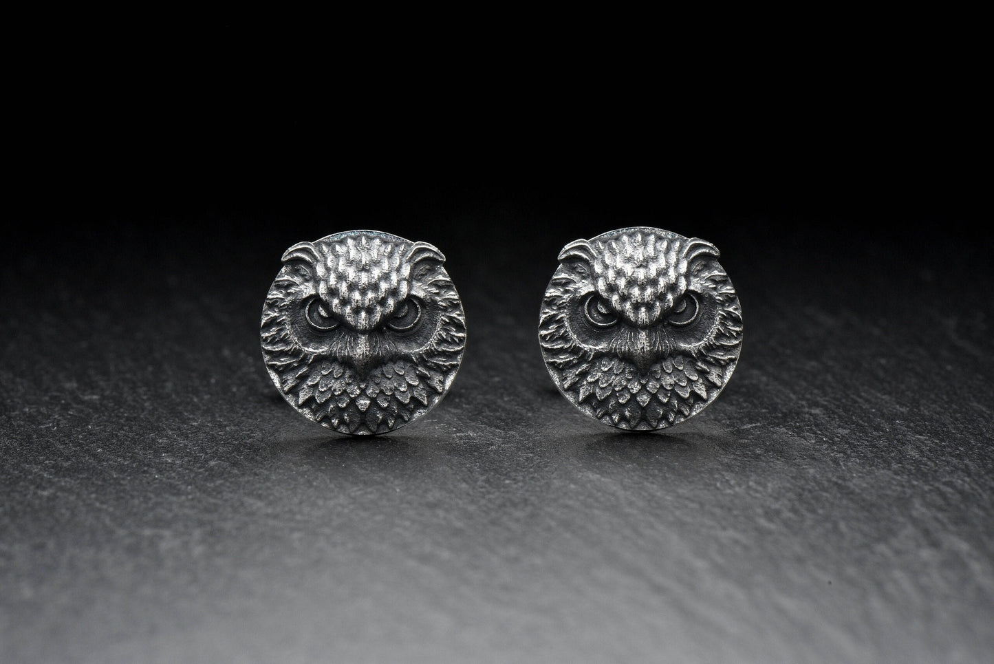 Oxidized Sterling Silver Owl Cufflinks: Animal Jewelry Gift (etsy image id: 7235945981)