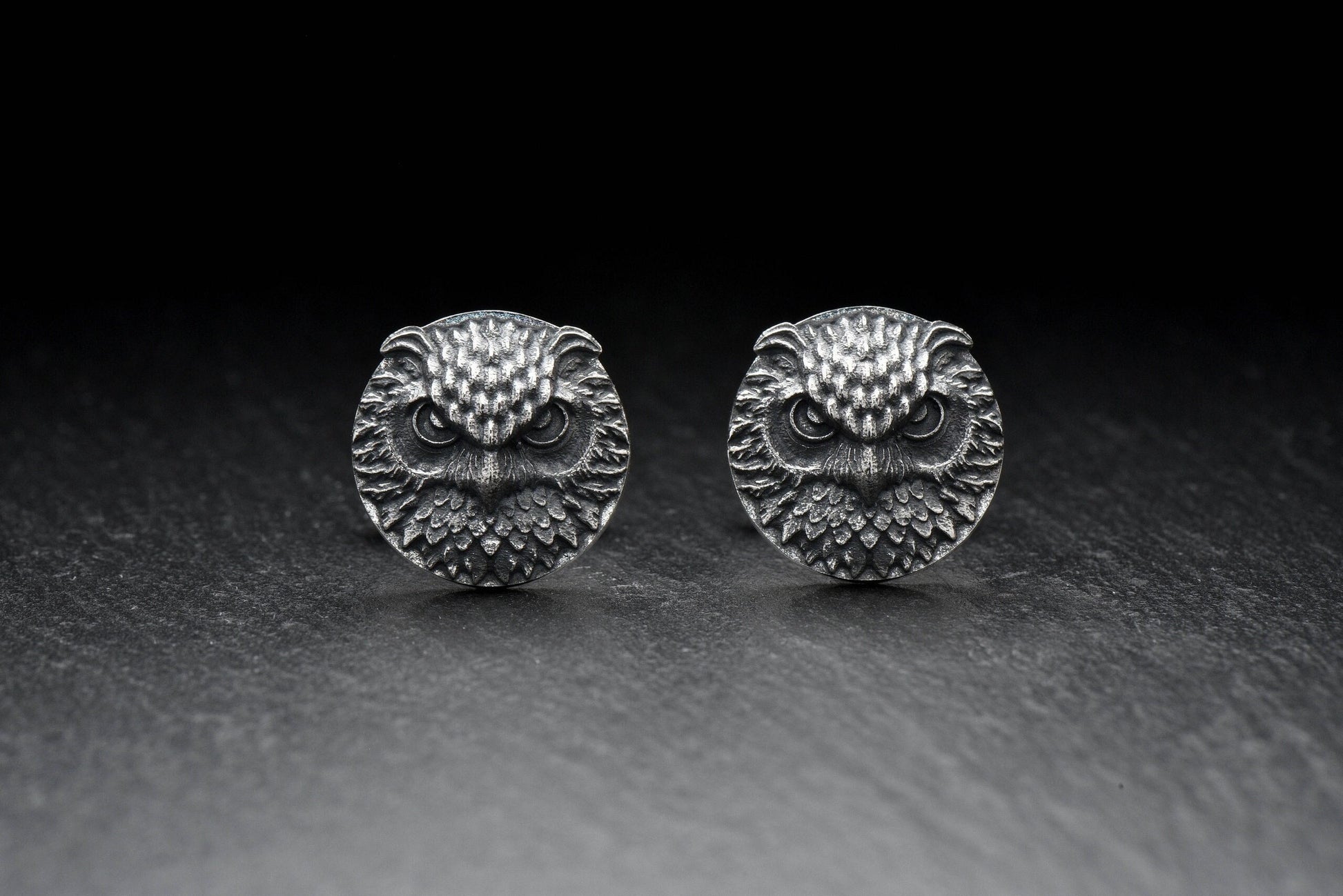 Oxidized Sterling Silver Owl Cufflinks: Animal Jewelry Gift (etsy image id: 7235945981)