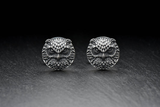 Oxidized Sterling Silver Owl Cufflinks: Animal Jewelry Gift (etsy image id: 7235945981)