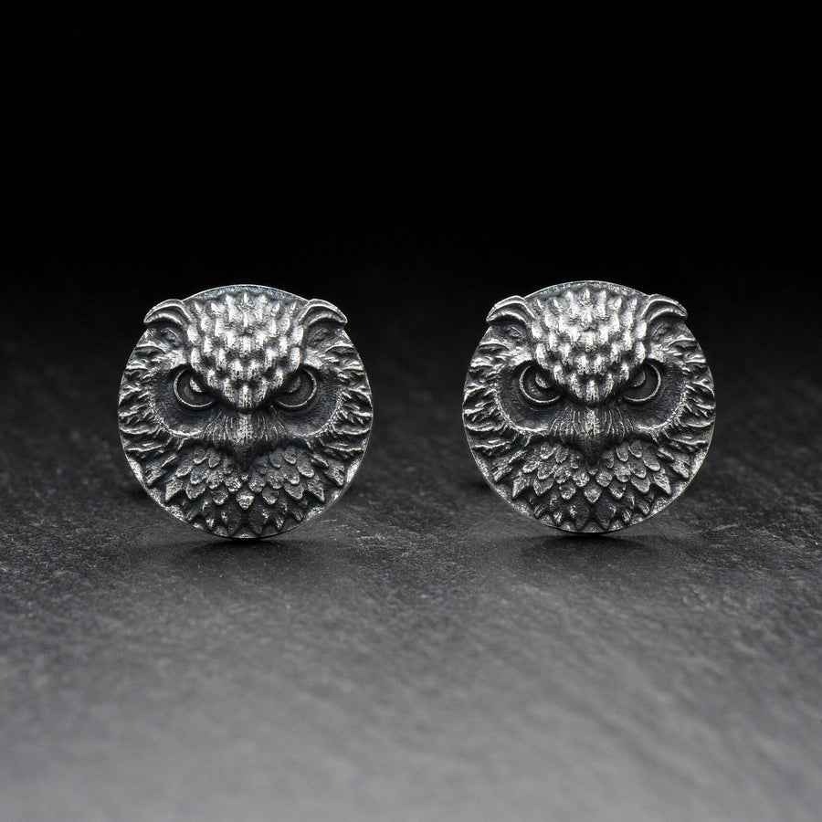 Oxidized Sterling Silver Owl Cufflinks: Animal Jewelry Gift (etsy image id: 7235945981)