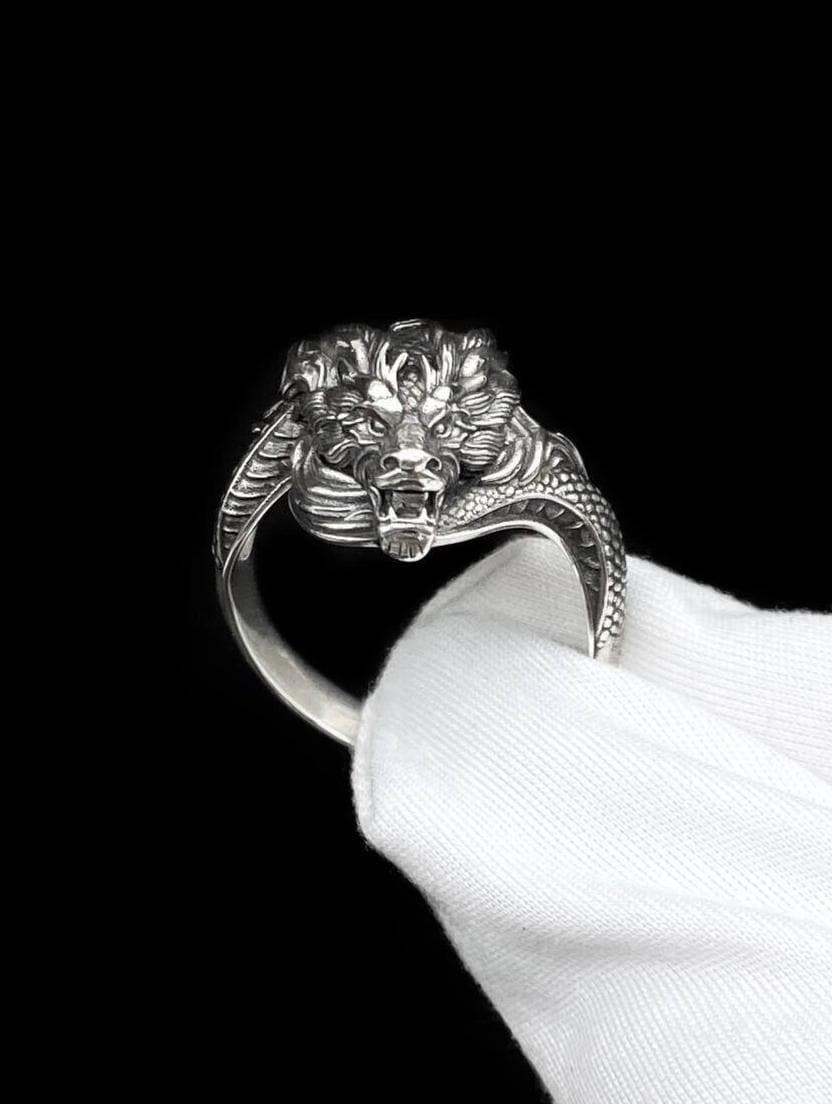 Sterling Silver Chinese Dragon Ring: Handmade Fantasy Jewelry (etsy image id: 7251447355)
