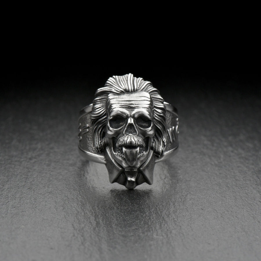 Handmade Albert Einstein Skull Sterling Silver Ring: Gothic Halloween Gift (etsy image id: 7257616828)