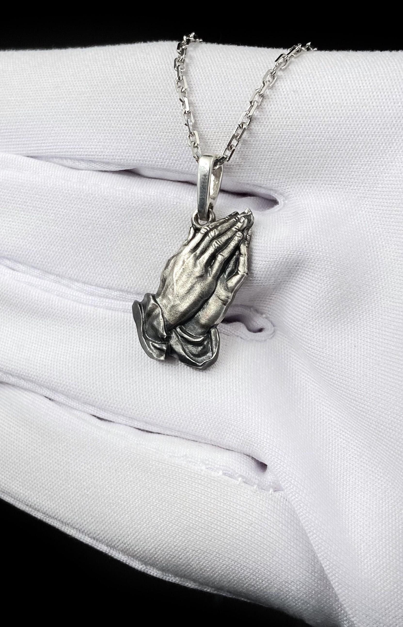 Sterling Silver Praying Hands Pendant: Gothic Religious Necklace (etsy image id: 7260194545)