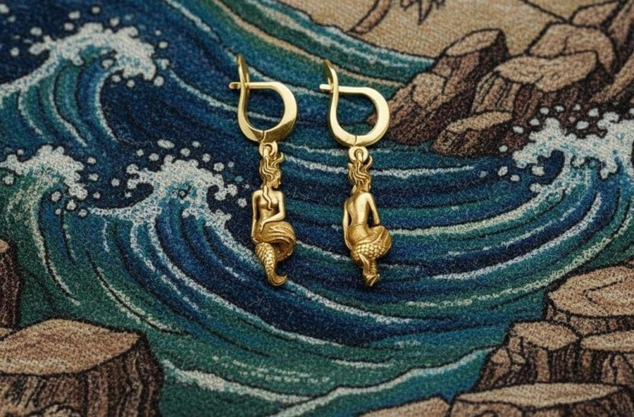 siren earring	mermaid gift	sea gift	siren	Oceanid	water nymph (etsy image id: 4370430061)