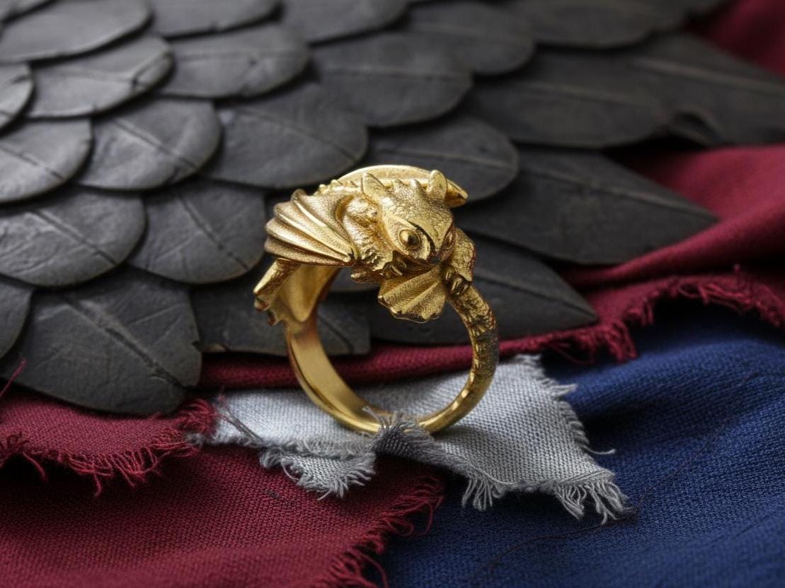 Sterling Silver Baby Dragon Ring: Gothic Fantasy Jewelry (etsy image id: 7260929806)