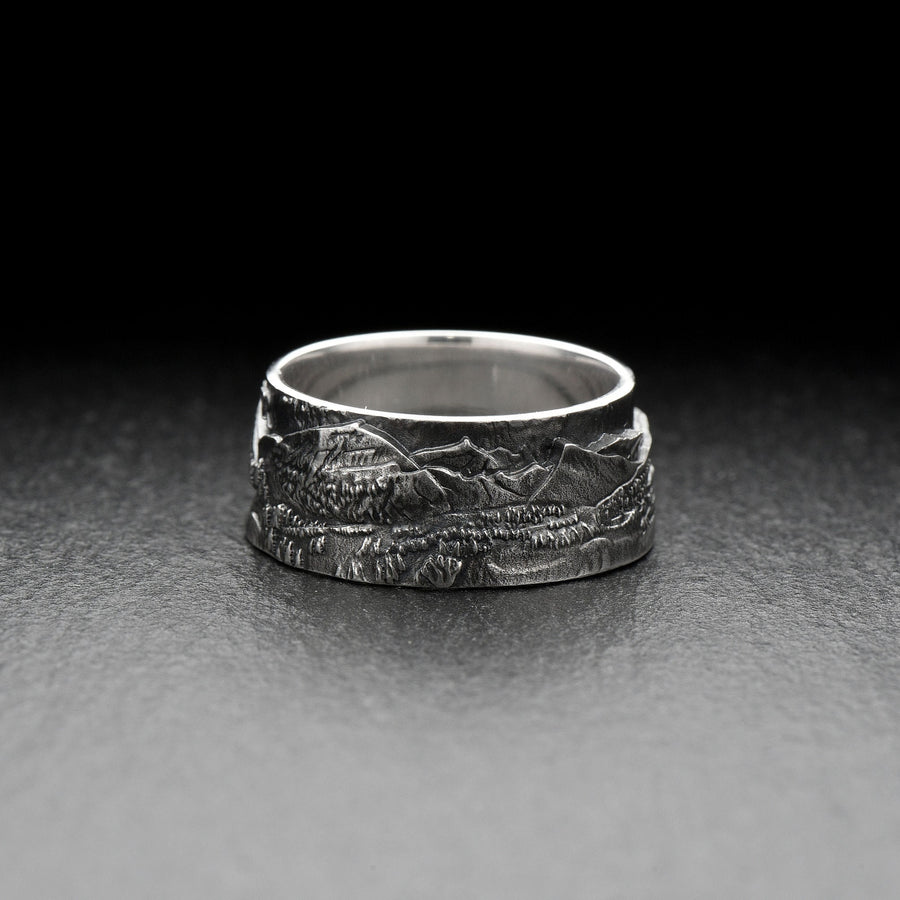 men jewelry	silver ring	band ring	Asia ring	Mount ring	River panoram ring	forest ring	rocks landscape	rocks ring	woodland ring	nature ring	nature	woodland (etsy image id: 7261118660)