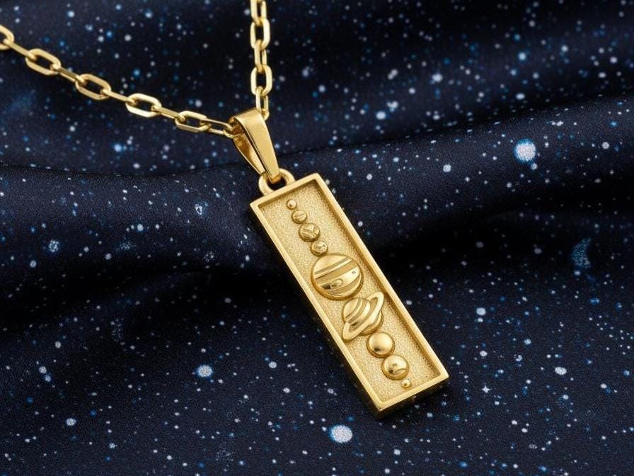 Sterling Silver Solar System Pendant Necklace: Oxidized Celestial Jewelry (etsy image id: 7309244039)