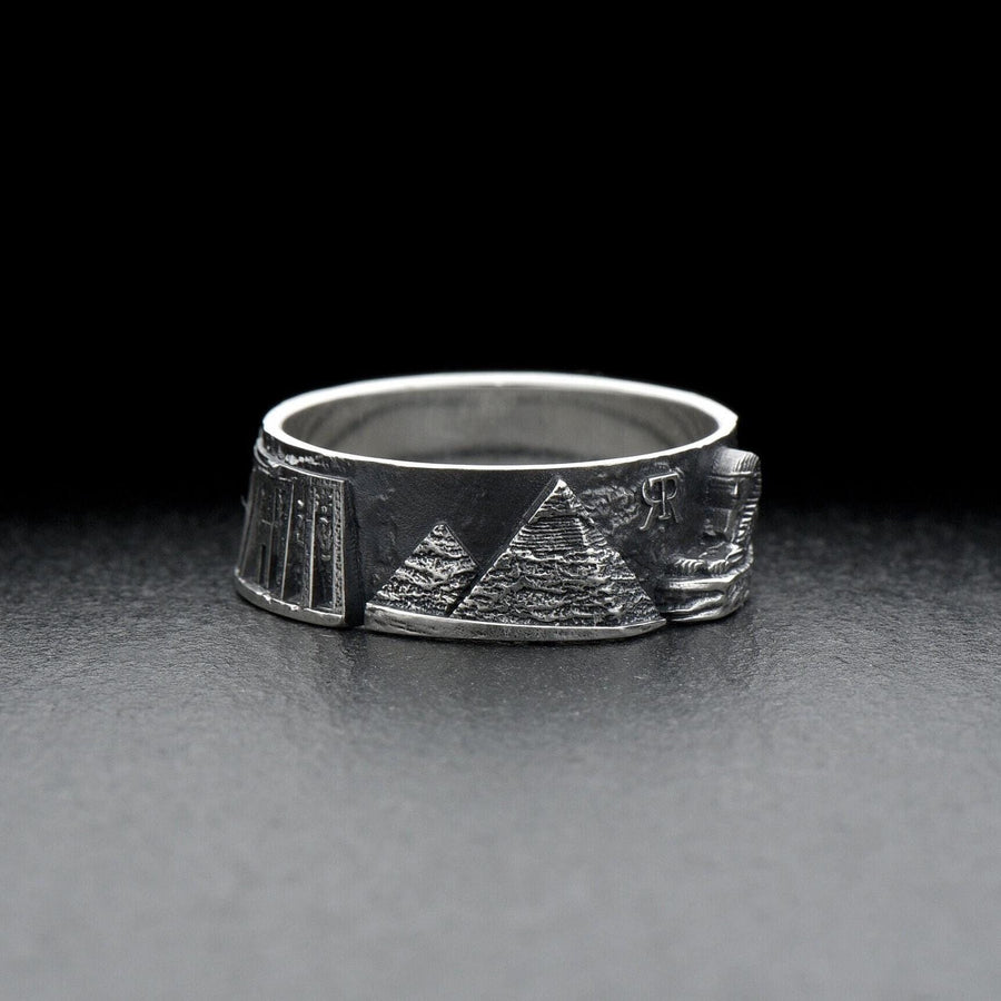 Introducing the stunning Egypt Cityscape Ring! This beautiful silver ring is crafted with sterling silver and features an intricate city skyline, perfect for any Ancient Egypt jewelry or souvenir fan. (etsy image id: 7261996608)