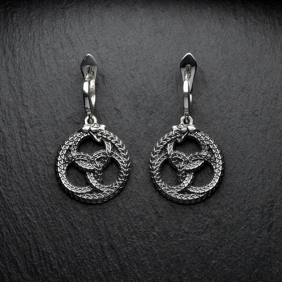 Sterling Silver Ouroboros Dragon Earrings: Mythical Fantasy Jewelry (etsy image id: 7268100267)