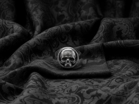 Handmade Sterling Silver Skull Ring: Oxidized Gothic Biker Jewelry (etsy image id: 7273998796)
