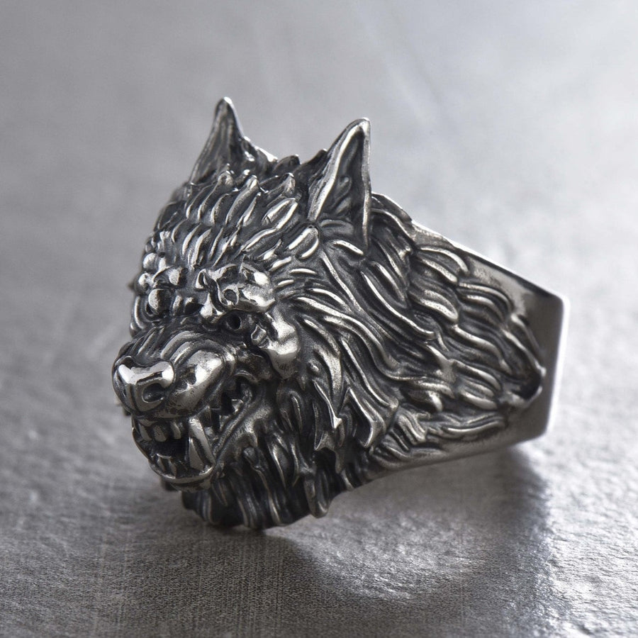 Sterling Silver Werewolf Ring: Gothic Fantasy Wolf Jewelry