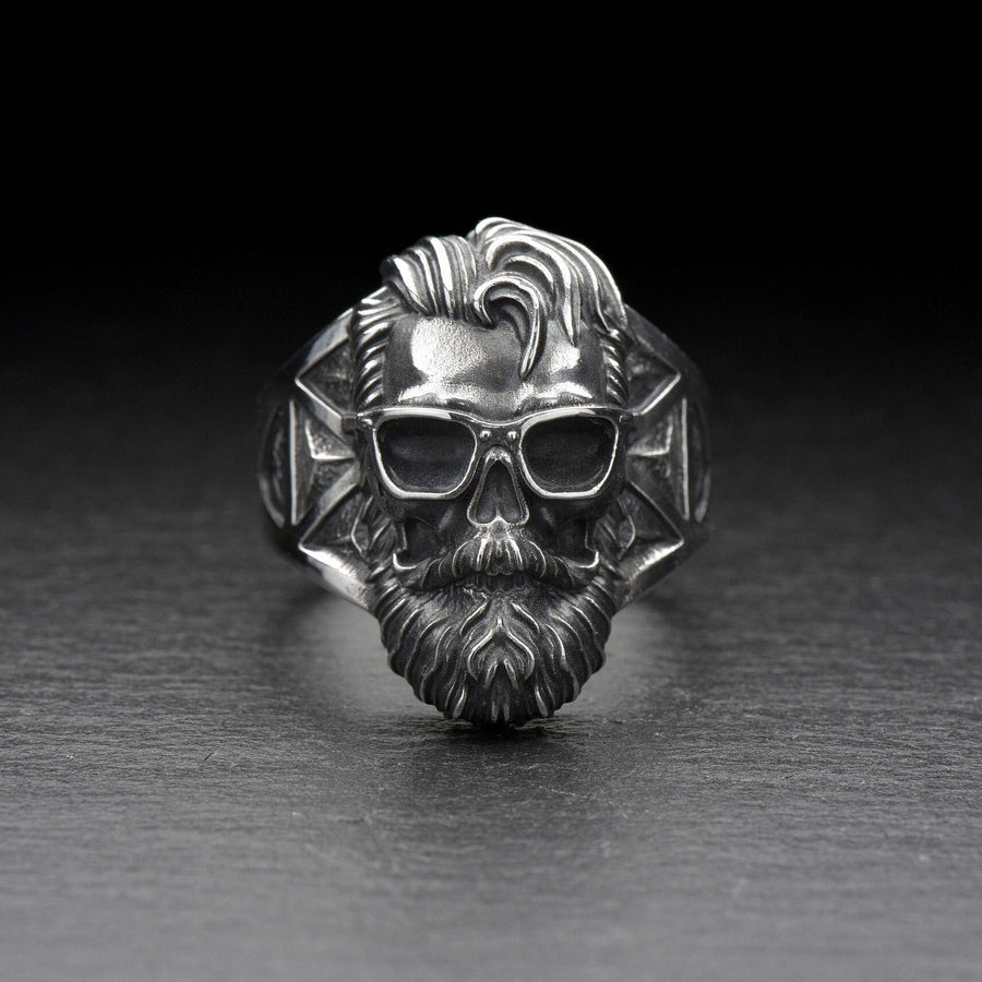 silver ring	Sterling silver ring	gift for her	gift for him	Skull	Skull ring	Silver Ring Hipster (etsy image id: 7296690951)