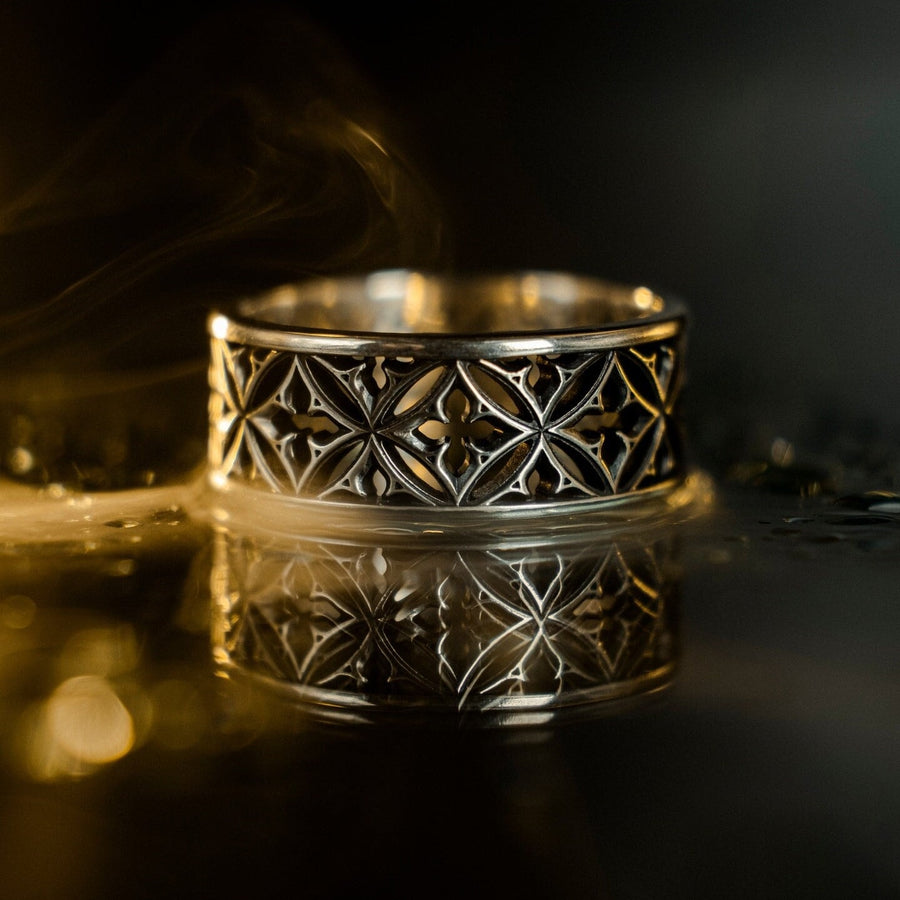 Sterling Silver Gothic Wedding Band: Cathedral Window Ring (etsy image id: 7305779499)