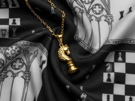 Sterling Silver Chess Horse Pendant: Gold Coated or Oxidized Silver Jewelry (etsy image id: 7308884427)