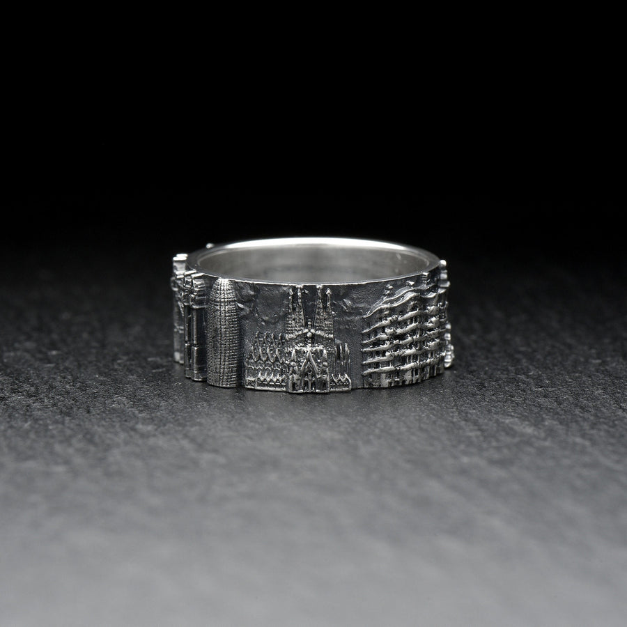 men jewelry	silver ring	Barcelona cityscape	Barcelona ring	Vintage Barcelona	Sagrada Familia	Barcelona-Ring	Bague Barcelone	Spain souvenir	Barcelona souvenir	barcelona	cityscape ring	Shekhtwoman (etsy image id: 7309911489)