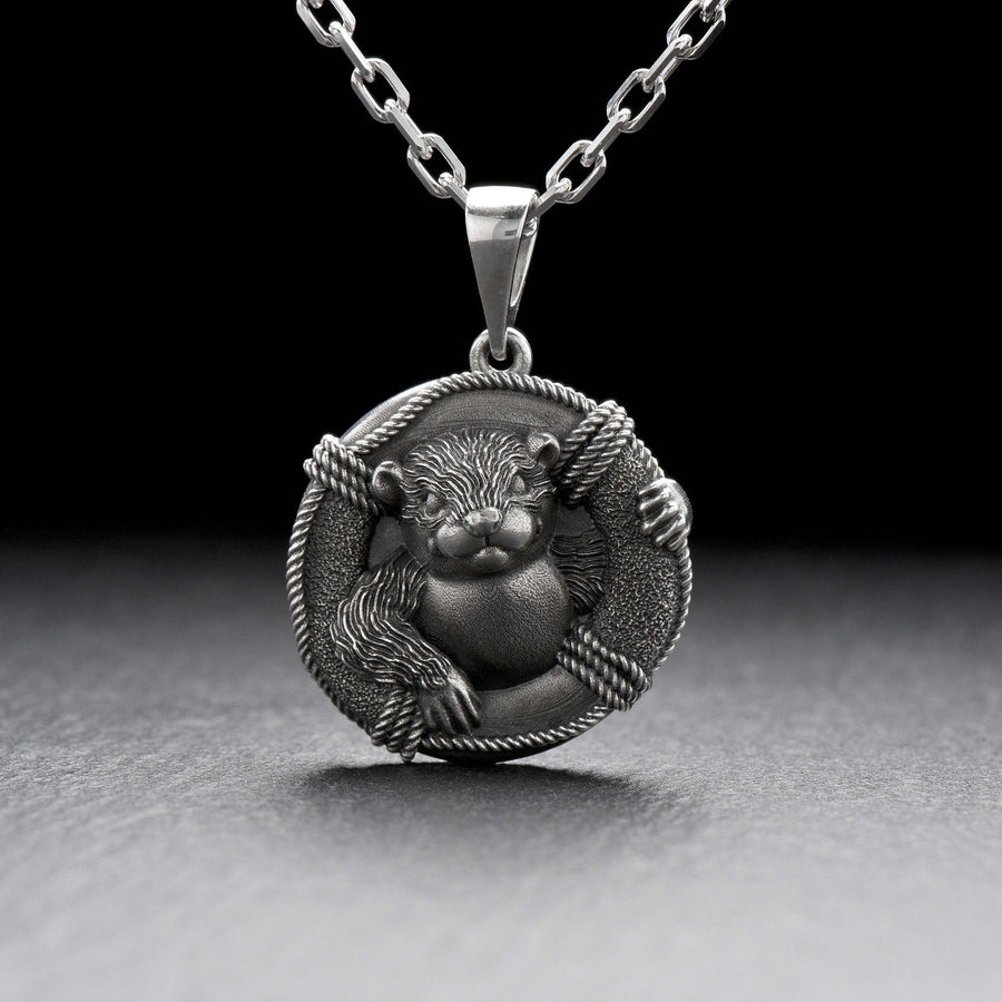 Silver pendant	Otter jewelry	Otter necklace	otter lovers	otter silver pendant	otter pendant	sea otter	sea otter pendant	otter gift	marine life jewelry	ocean lover gift	smiling otter	lover otter necklace (etsy image id: 7346572922)