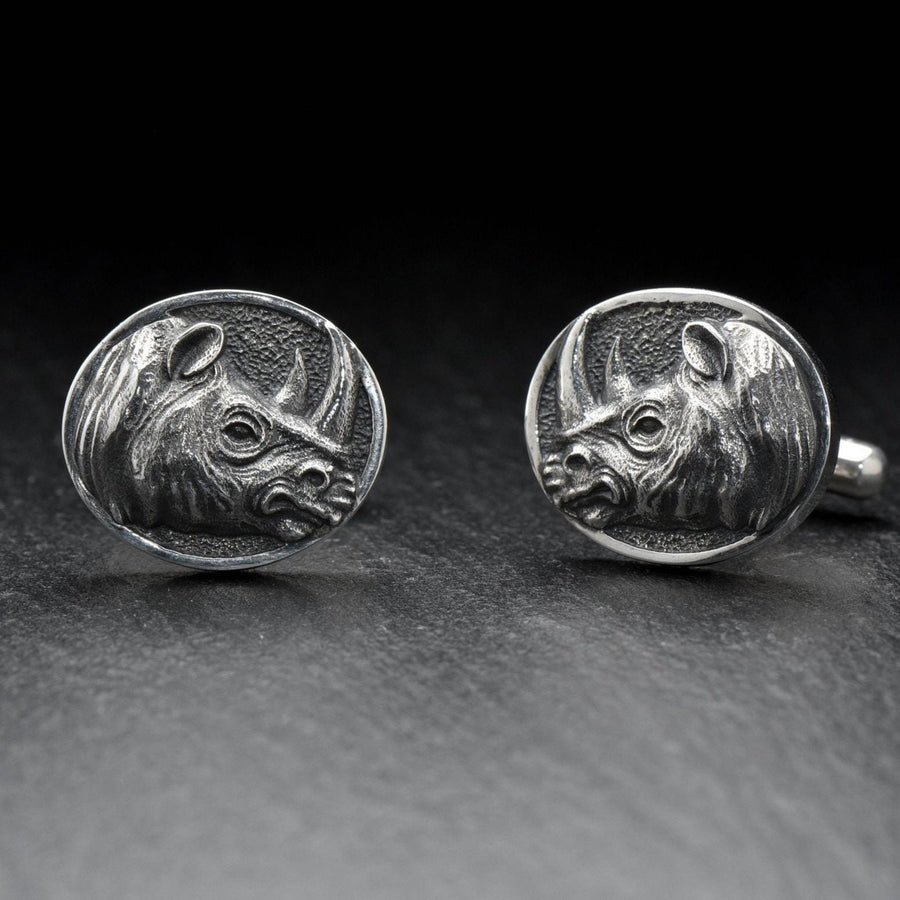 Sterling Silver Rhino Cufflinks, Animal Jewelry Gift (etsy image id: 7349262118)