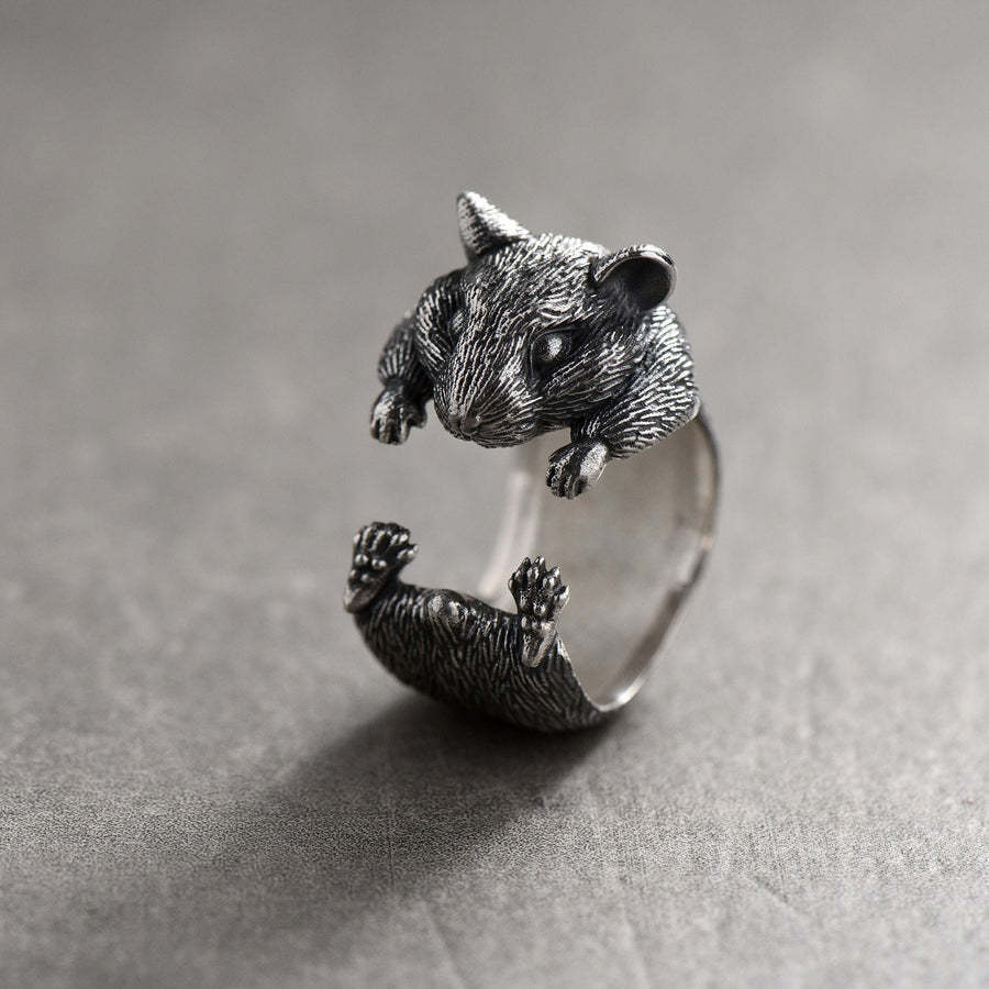 Sterling Silver Hamster Ring: Handmade Animal Jewelry