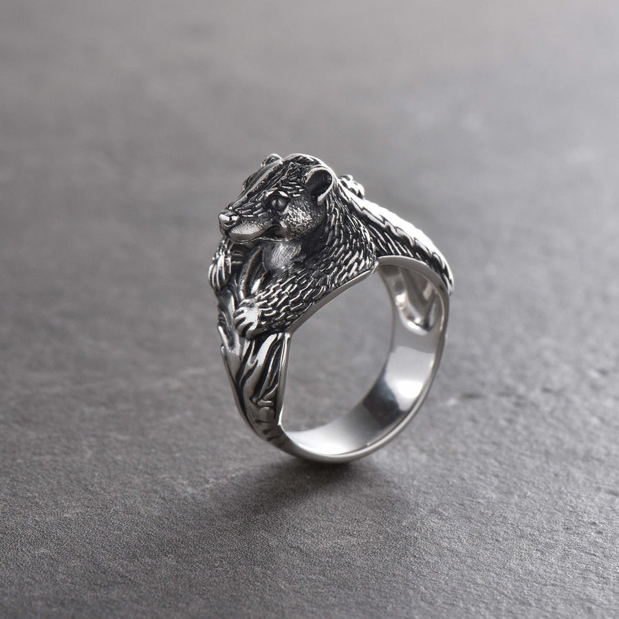 Sterling Silver Skunk Ring: Handmade Animal Totem Jewelry