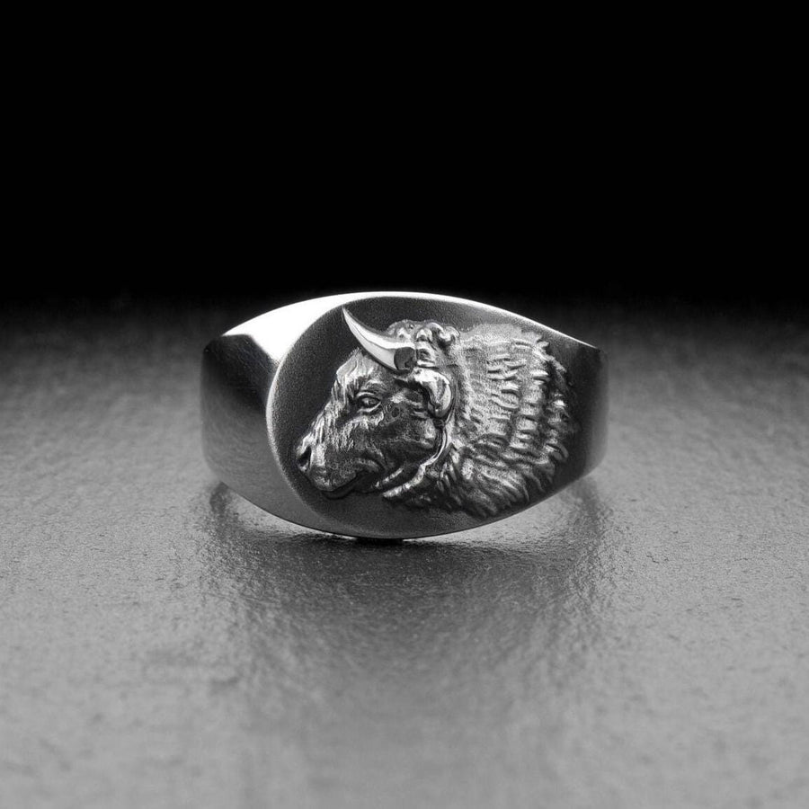 Signet ring	silver signet ring	men ring	men jewelry	bull silver ring	brutal bull ring	bull jewelry	jewelry for men	bague avec taureau	Ring mit Stier	animal ring	bull ring	bull (etsy image id: 7349586104)