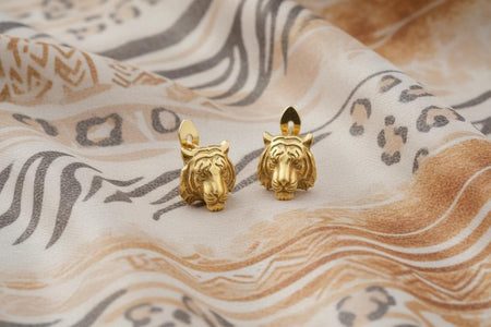Oxidized Sterling Silver Tiger Earrings: Handmade Animal Jewelry (etsy image id: 7350768128)